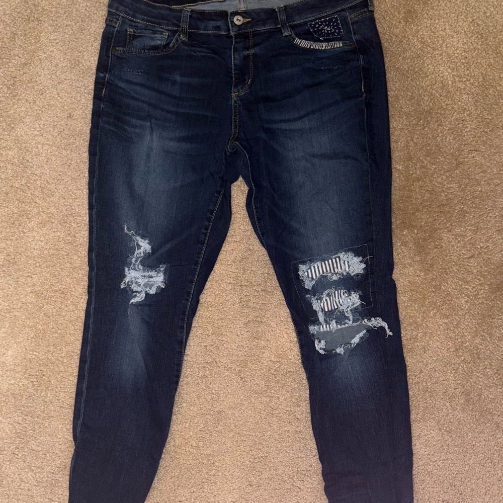 Dark Blue Distressed Women's Jeans